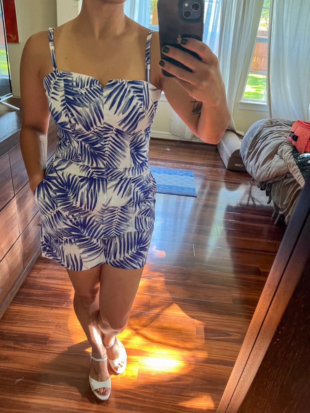 Sam Edelman Romper with Blue Fern Design